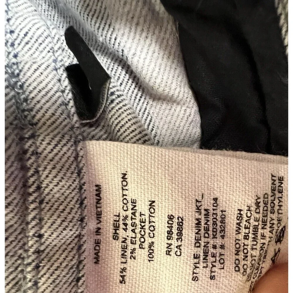 Theory Lightweight Linen Denim Cropped‎ Jacket Size Small